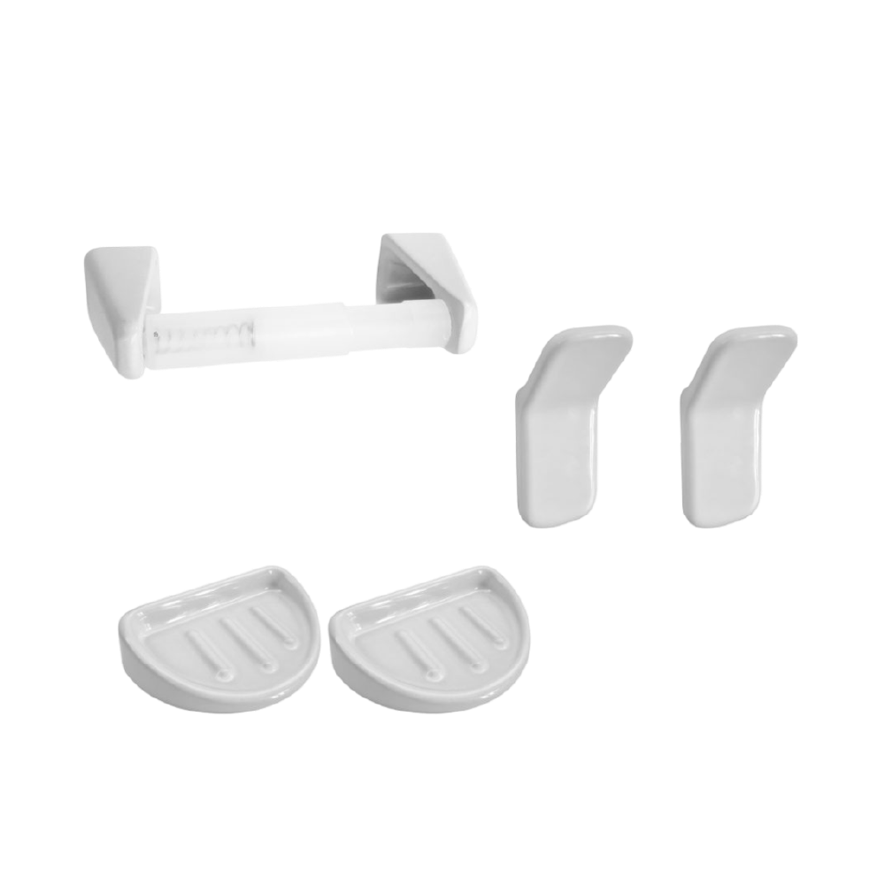 COMBO JUEGO 5 PIEZAS MALVA BLANCO